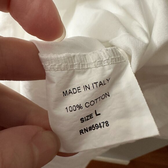 Chepe Italy White 100% Cotton Maxi Dress LARGE Flutter Sleeves Pockets - Picture 5 of 8